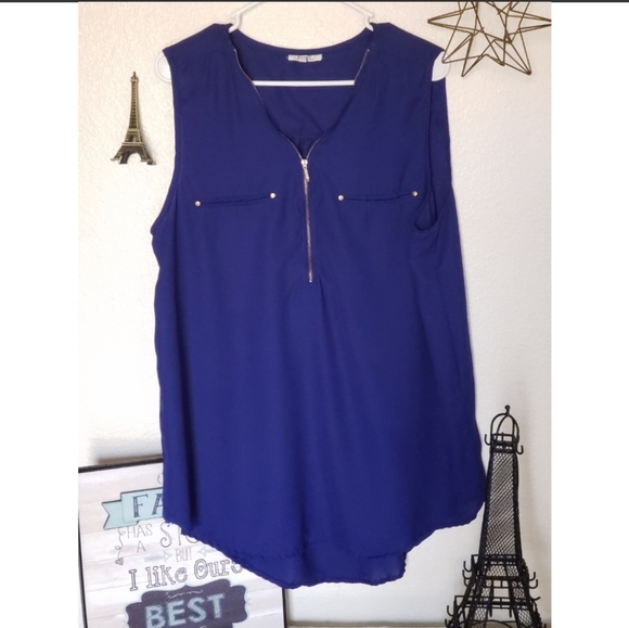 MPH Collection Blue Sleeveless Top - Picture 4 of 5